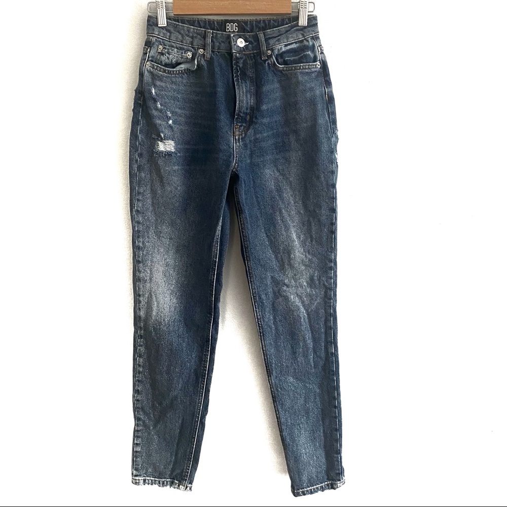 Urban Outfitters BDG High Rise Distressed Mom Jeans, Rigid Denim 100% Cotton, 26